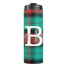 Grönt & Red Tartan Checkered Monogram Namn