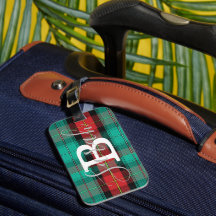 Grönt & Red Tartan Checkered Monogram Namn