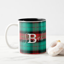 Grönt & Red Tartan Checkered Monogram Namn