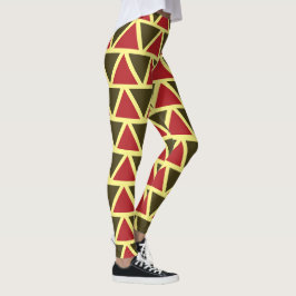 Grönt Red Triangle Geometric Leggings