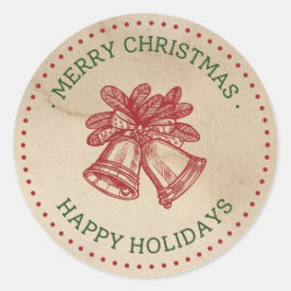 Grönt Red Vintage Jingle Klockor juletiketter Runt Klistermärke