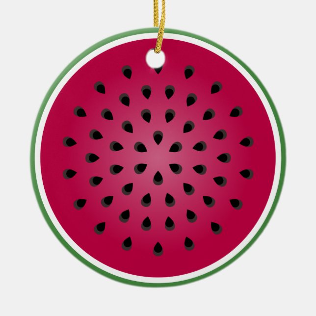 Grönt Red Watermelon Design Julgransprydnad Keramik (Framsidan)