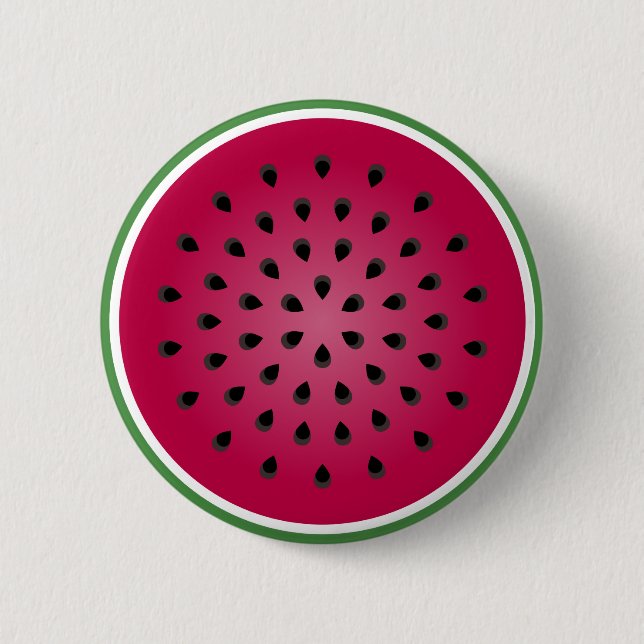 Grönt Red Watermelon Design Knapp (Framsida)