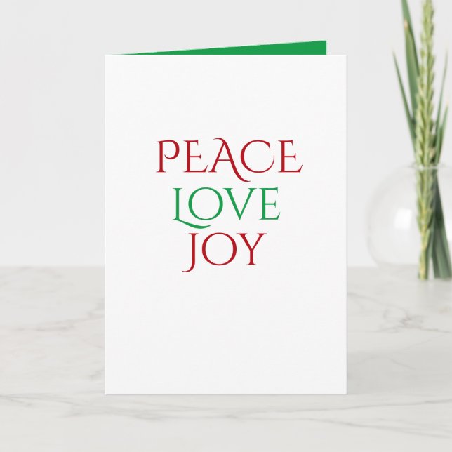 Grönt Red White Peace Kärlek Joy jul Helgkort (Framsida)