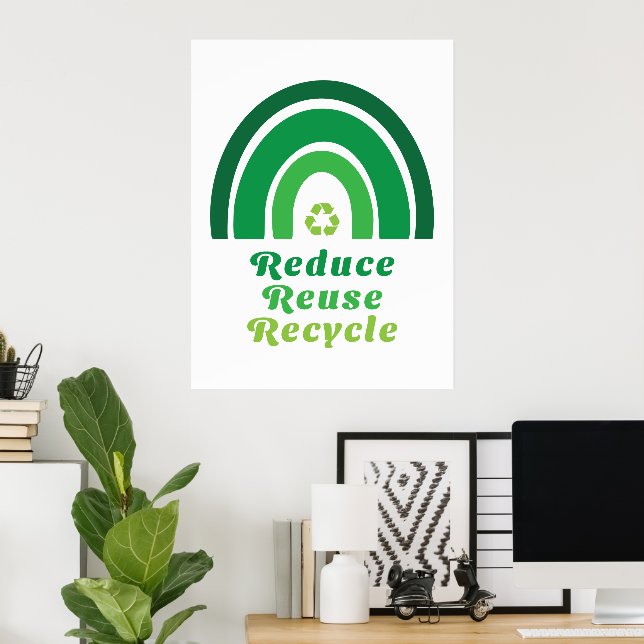 Grönt Regnbågsmiljö Minska Återvinnan för återanvä Poster (Hemmakontoret)