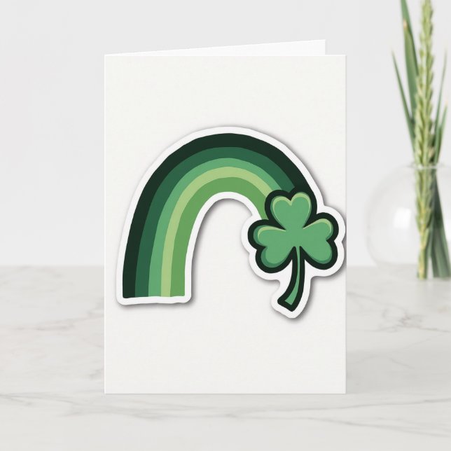Grönt regnbågsshamrock Lucky Card Kort (Framsida)
