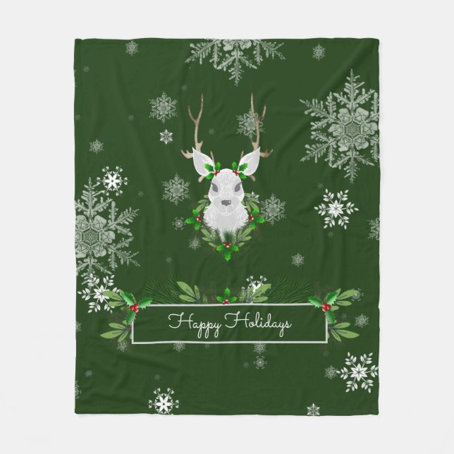 Grönt Reindeer Fleece Blanket (Framsidan)
