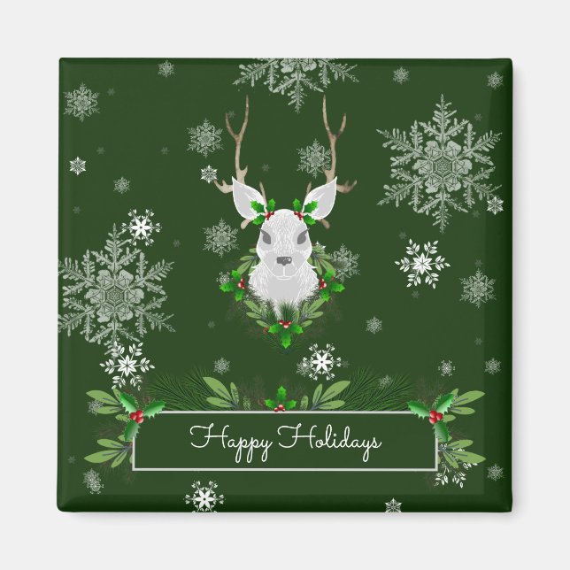 Grönt Reindeer Magnet (Framsidan)