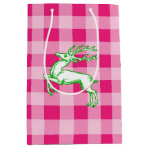 Grönt Reindeer Rosa Gingham