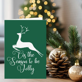 Grönt Reindeer Tis Season Anpassningsbar jul Kort