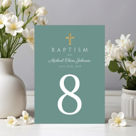 Grönt Religiösa Kor Boy Baptism Bordsnummer