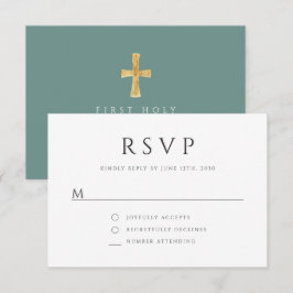 Grönt Religiösa Kor Boy First Communion OSA Kort