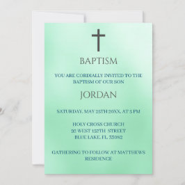 Grönt Religiösa Kor Traditionell aptism Inbjudningar