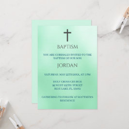 Grönt Religiösa Kor Traditionell aptism Inbjudningar