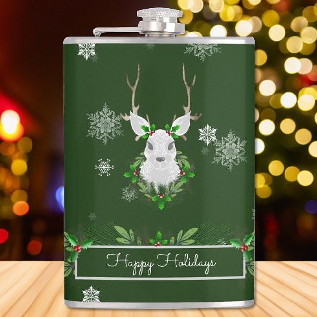 Grönt renkolv fickplunta (Green Reindeer Flask)