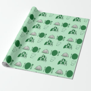 Grönt restaurang dekorativt mönster presentpapper