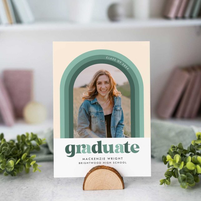 Grönt Retro Arch Studenten meddelande Inbjudningar (Skapare uppladdad)