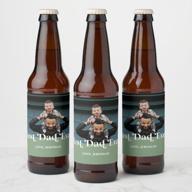 Grönt Retro Best Pappa någonsin Anpassningsbar Bil Ölflaska Etikett (Flaskor)