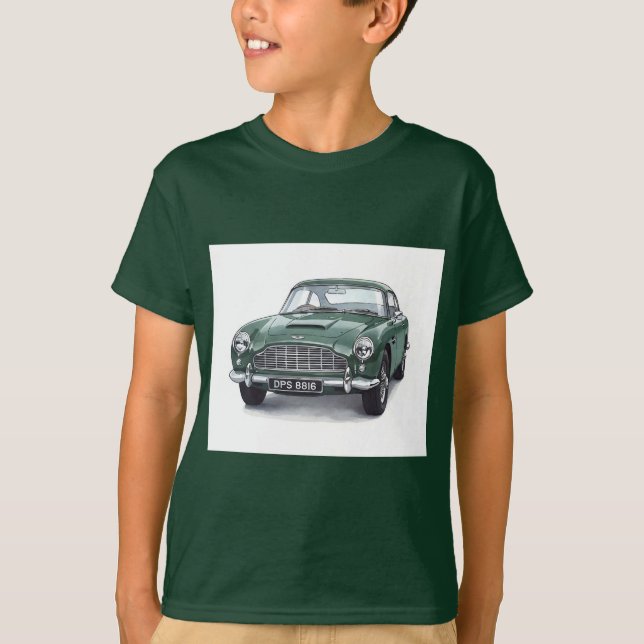 Grönt Retro Car, samling av Natasha Us T Shirt (Framsida)