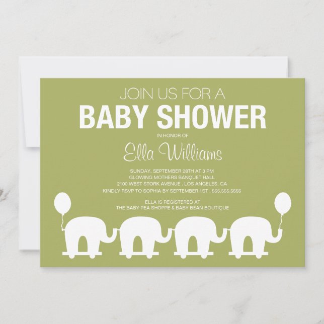 GRÖNT RETRO CIRCUS| BABY SHOWER INBJUDANDE INBJUDNINGAR (Framsida)