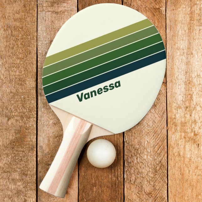 Grönt Retro fem stripe med Namn Pingisracket (Skapare uppladdad)