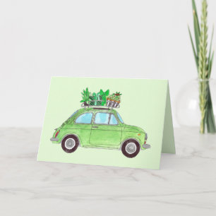 Grönt Retro Fiat 500 Topolino Kort