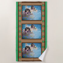 Grönt Retro Film Strip Photo Beach Towel