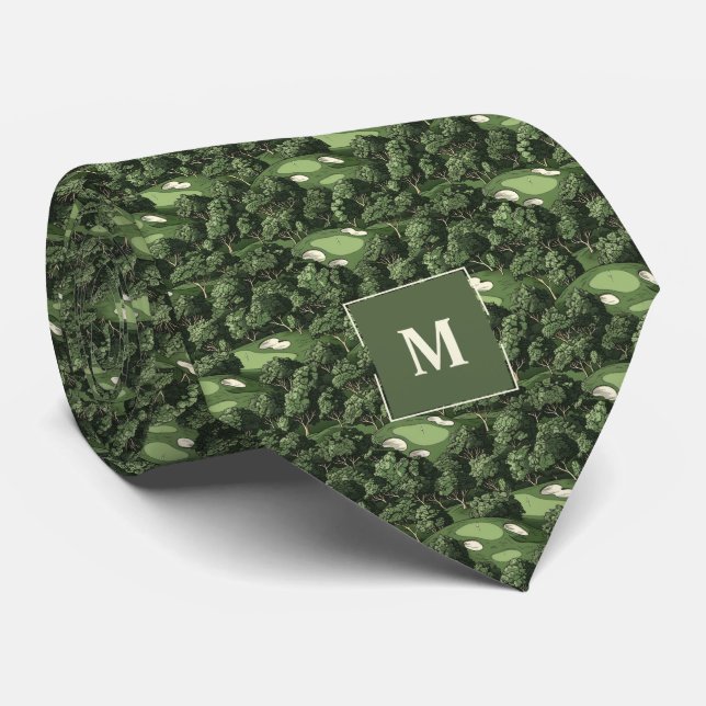 Grönt Retro Golf Course Monogrammed Slips (Rullad)
