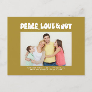 Grönt Retro Groovy Peace Kärlek Joy Photo Helg Vykort