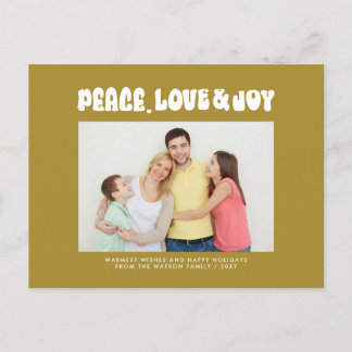 Grönt Retro Groovy Peace Kärlek Joy Photo Helg Vykort