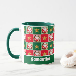Grönt Retro Jultomten God jul Kids Mugg