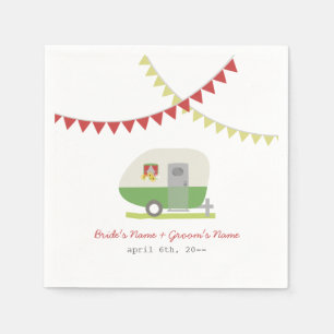 Grönt Retro Trailer Bröllop Napkins Pappersservett