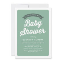 Grönt Retro Typography Script Classic Baby Shower