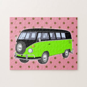 GRÖNT RETRO VAN ROADTRIP PUZZLE UTMANING PUSSEL