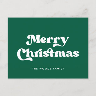 Grönt Retro Vintage God jul Helg Vykort