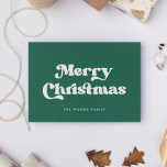 Grönt Retro Vintage God jul Julkort<br><div class="desc">God jul-kort: en klassisk retrodesign med vintage-inspirerad typografi och klassisk grönt.</div>