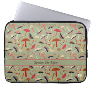 Grönt Retro Vintage-Inspired Personlig Mushroom Laptop Fodral