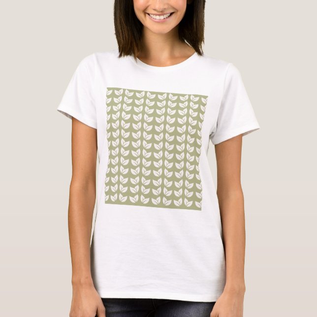 Grönt Retro Vintage Y2K Löv Mönster T Shirt (Framsida)