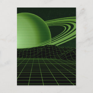 Grönt Retrowave Vykort