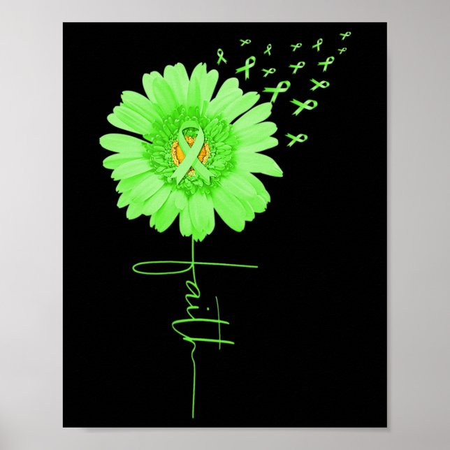 Grönt Ribbon Daisy Faith Mental Health Awareness M Poster (Framsidan)