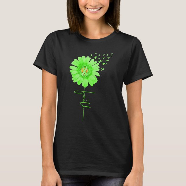 Grönt Ribbon Daisy Faith Mental Health Awareness M T Shirt (Framsida)