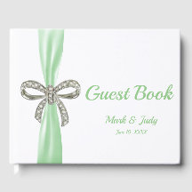 Grönt Ribbon Diamond Bow Bröllop Guestbook