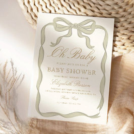 Grönt Ribbon Gender-neutral Baby Shower Inbjudningar