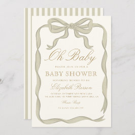 Grönt Ribbon Gender-neutral Baby Shower Inbjudningar