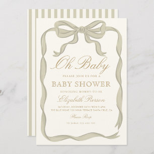 Grönt Ribbon Gender-neutral Baby Shower Inbjudningar