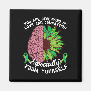 Grönt Ribbon Mental Health Awareness Solros Magnet