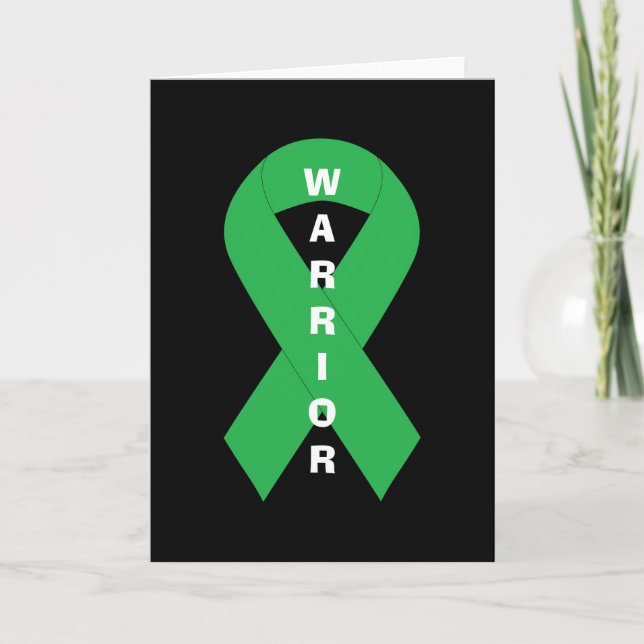 Grönt Ribbon Mental Health Awareness Warriare Kort (Framsida)