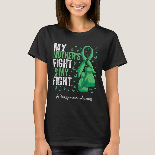 Grönt Ribbon Mor Cholangiocarcinoma Medvetenhet T Shirt (Framsida)