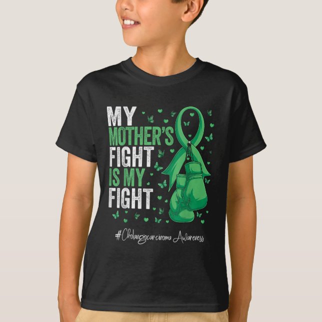 Grönt Ribbon Mor Cholangiocarcinoma Medvetenhet T Shirt (Framsida)