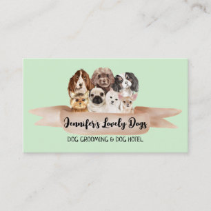 Grönt Ribbon Pet Sitter Groomer Hundar Visitkort